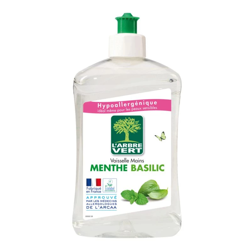 Liquide vaisselle & mains menthe basilic 500ml - L'ARBRE VERT