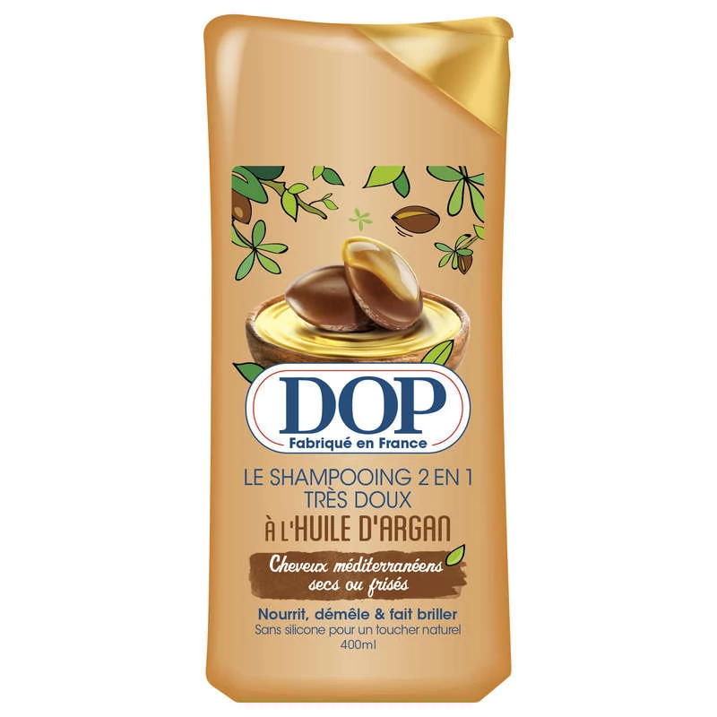 Shampooing 2 en 1 à l'huile d'argan cheveux méditerranées 400ml - DOP
