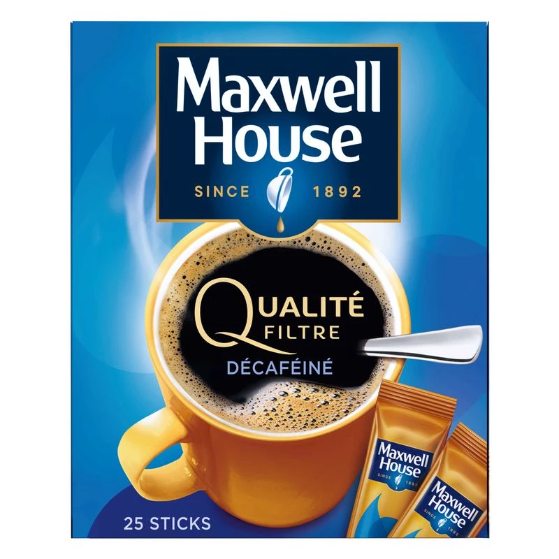 Kaffeequalität, entkoffeiniert, 25 Sticks à 45 g - MAXWELL HOUSE