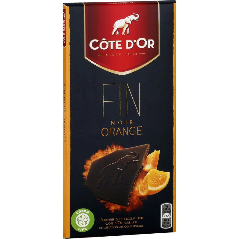 Tablette de chocolat noir & zestes d'orange 100g - COTE D'OR