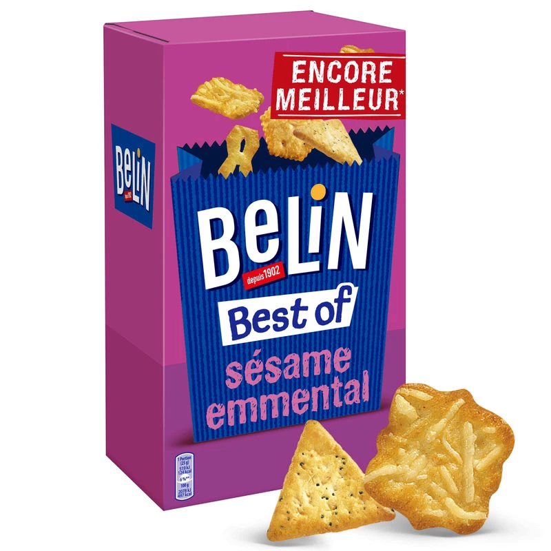 Biscuits Apéritifs Crackers Sésame Emmental, 50g - BELIN