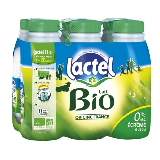 Biologische magere melk 0% vet 6x50cl - LACTEL