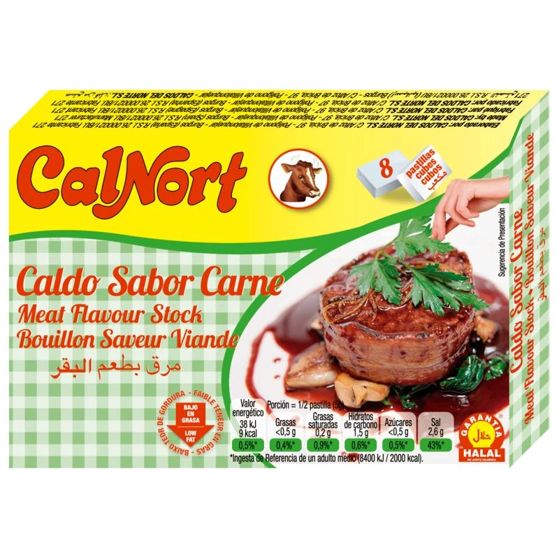 Cubo de Caldo Sabor Carne 8 Cubos - CALNORT