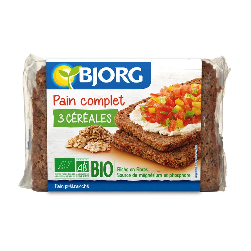 Pão integral 3 cereais Bio 500g - BJORG