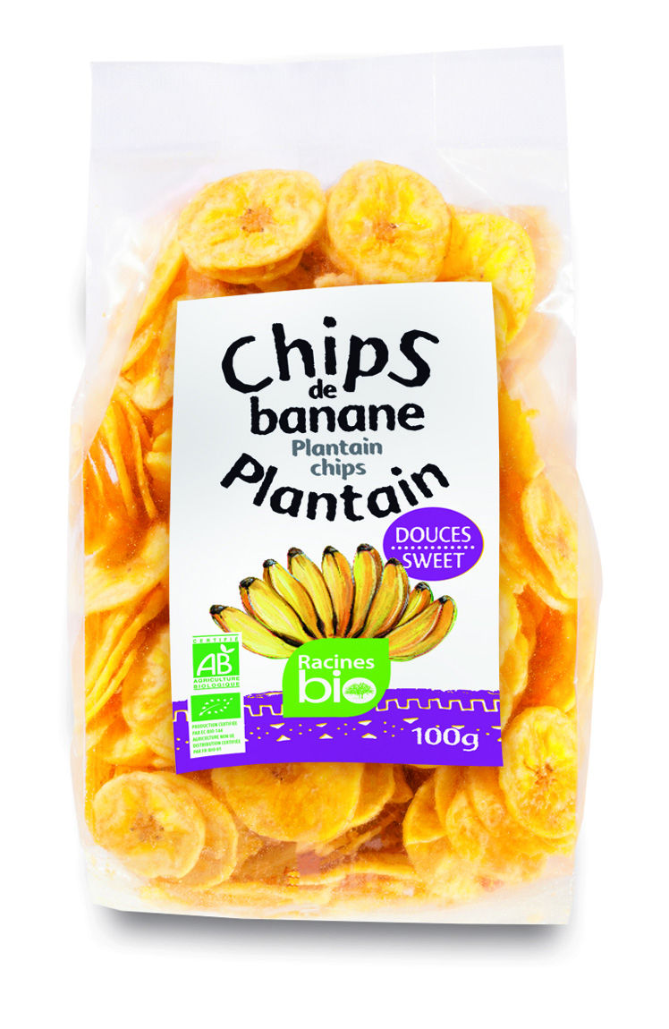 Chips de banana doce (24 x 100 g) - Racines Bio