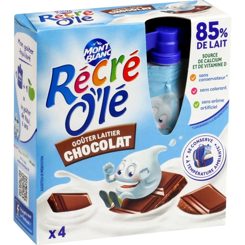 Snack al cioccolato e latticini in bottiglia, 4x85g - MONT BLANC