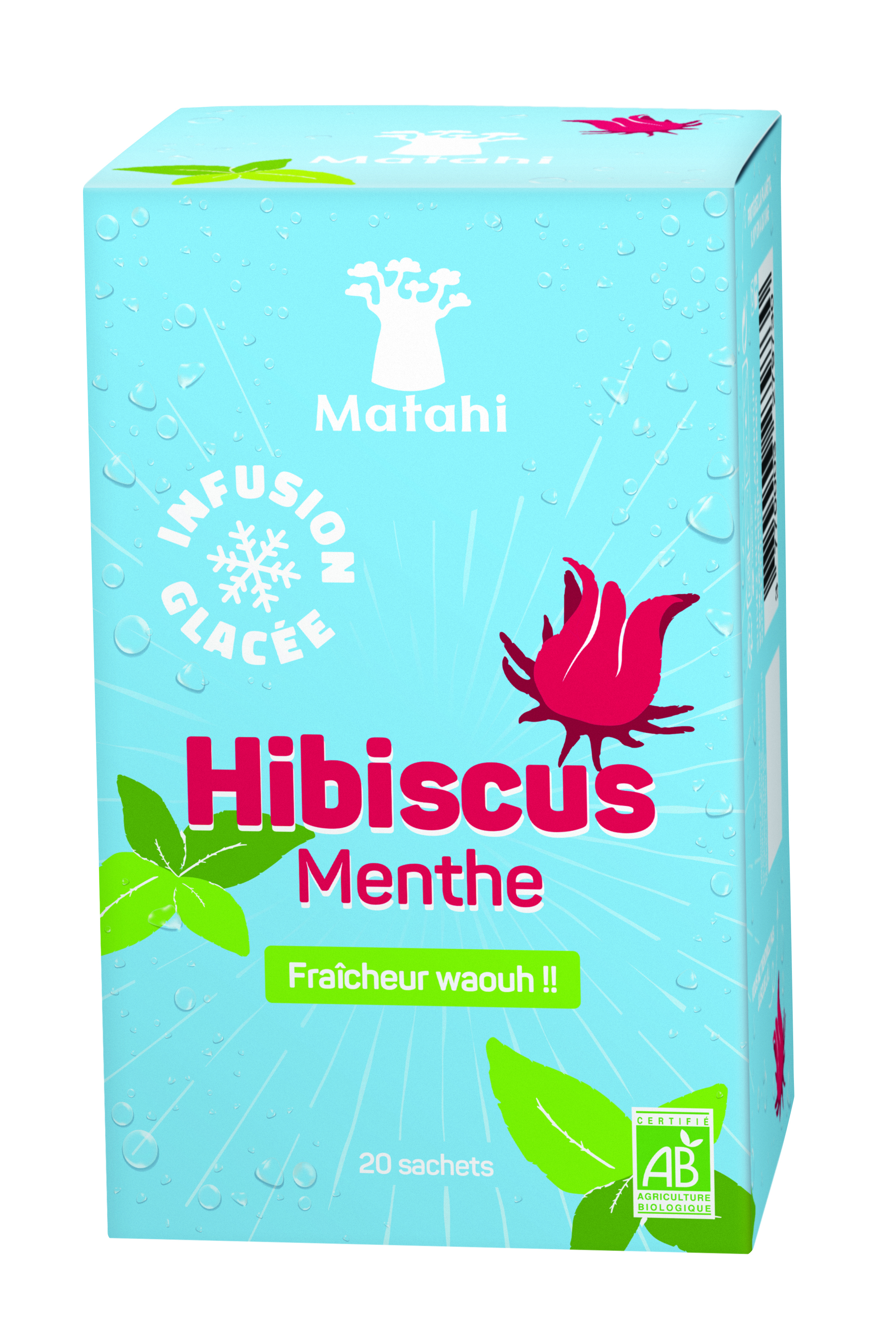Infusión helada de menta de hibisco orgánica (12 x 20 bolsas x 2 g) - Matahi
