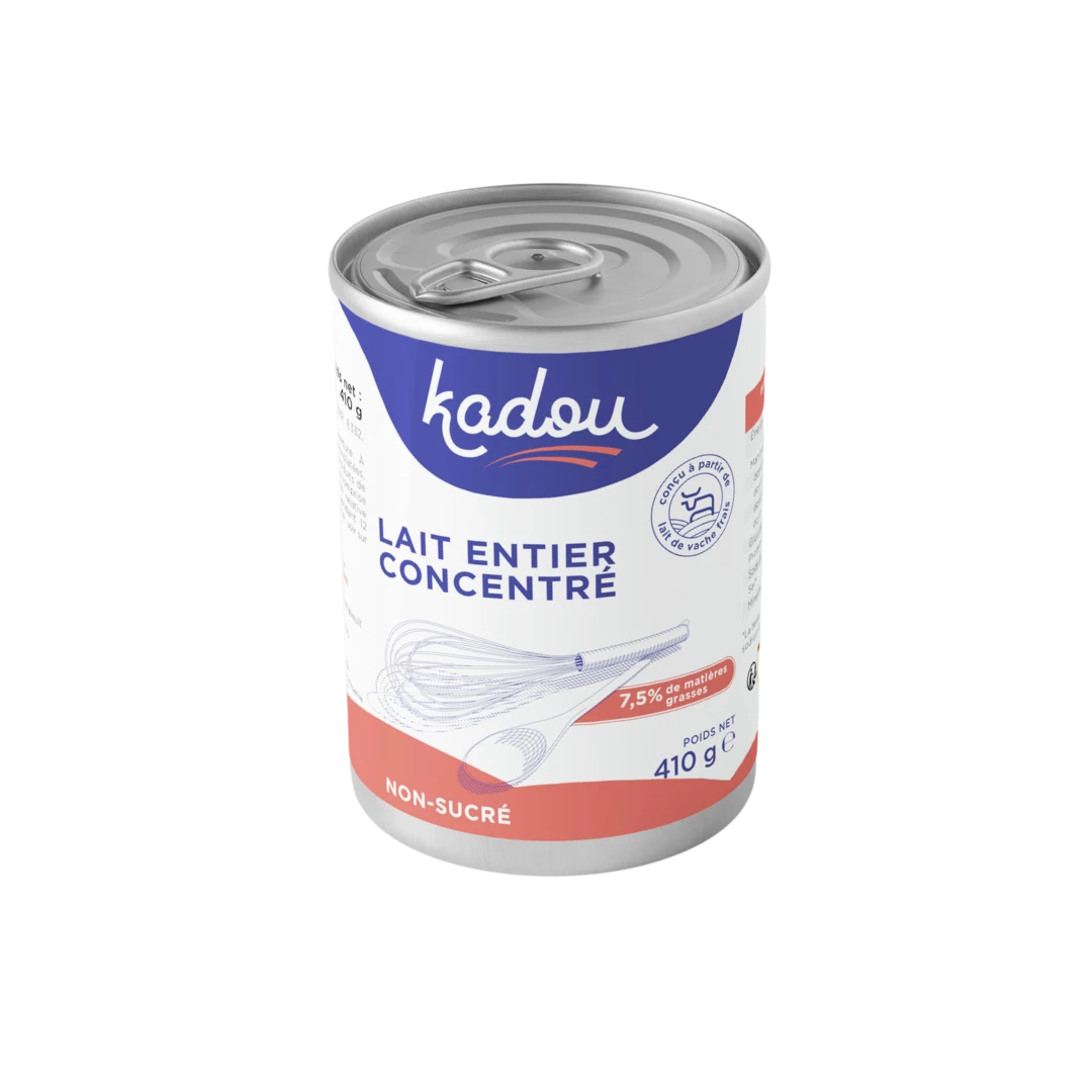 Молоко цельное сгущенное несладкое 7,5% жирности (410 г) - Kadou