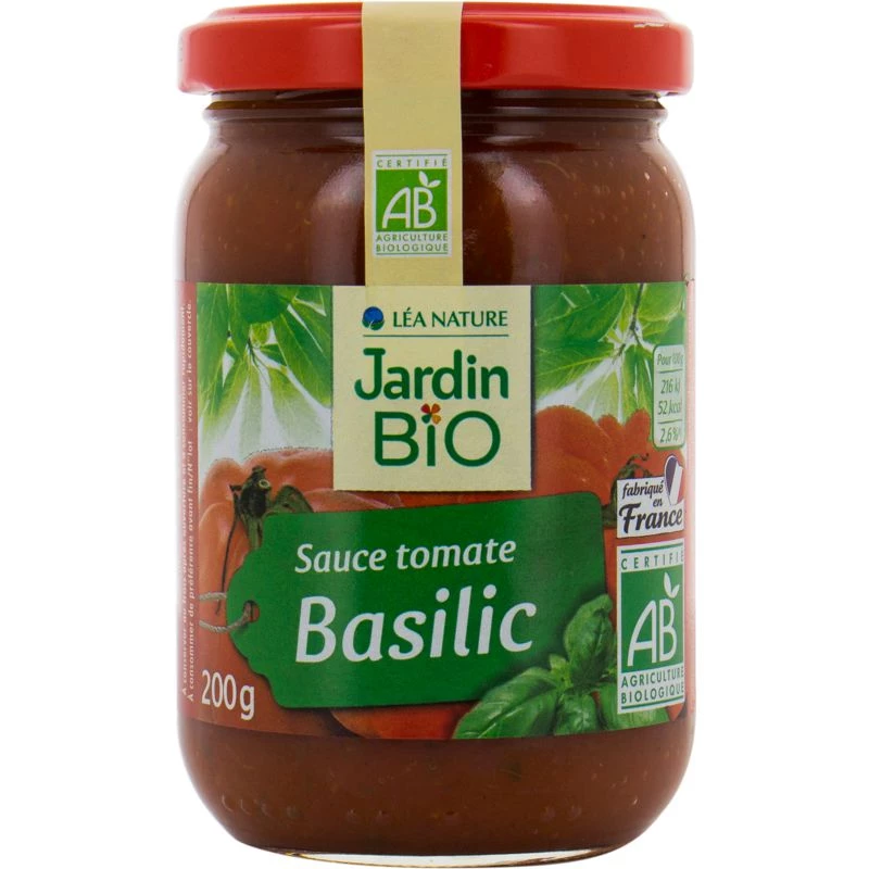 Sauce tomate basilic Bio 200g - JARDIN Bio