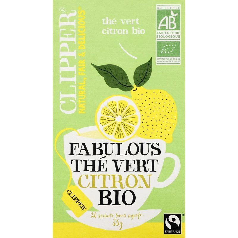 Organic lemon green tea 35g - CLIPPER