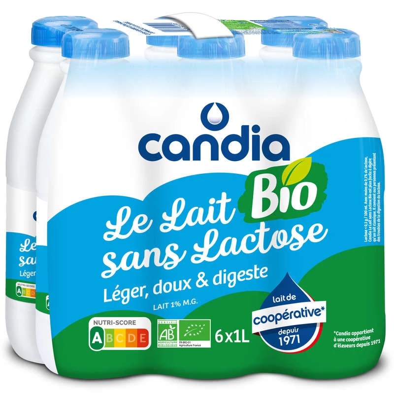 有机无乳糖牛奶 6x1l - CANDIA