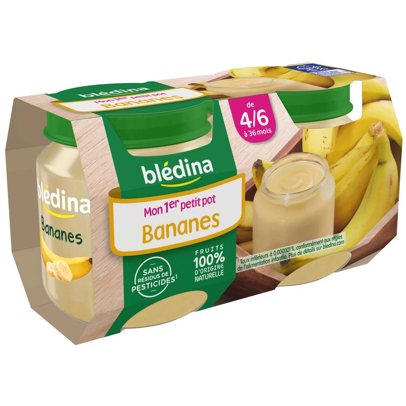 Petits pots bananes dès 4mois 2x130g - BLEDINA