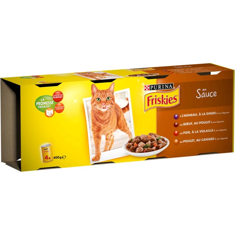 Pâtée pour chats assortiment viandes en sauce Friskies 4x100g - PURINA