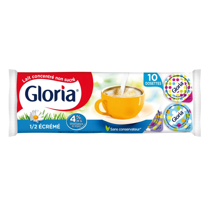 无糖半脱脂炼乳 10x7.5ml - GLORIA