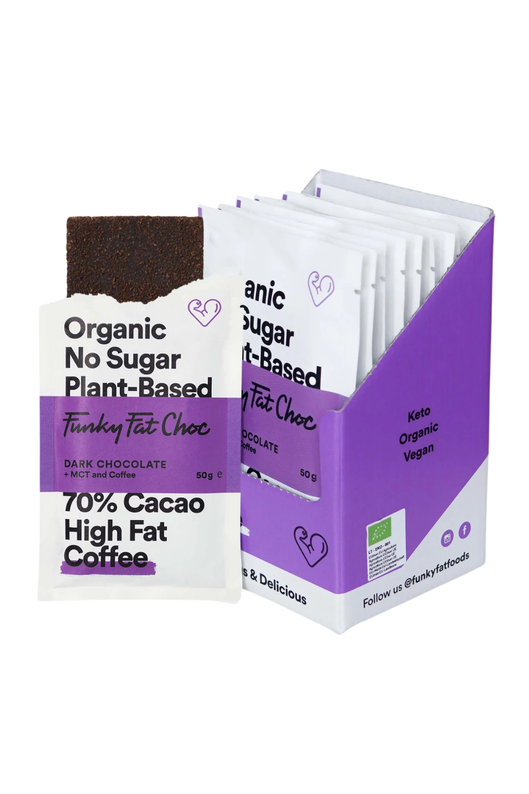 Органические шоколадные батончики со вкусом кофе, 10 шт. - FUNKY FAT CHOC