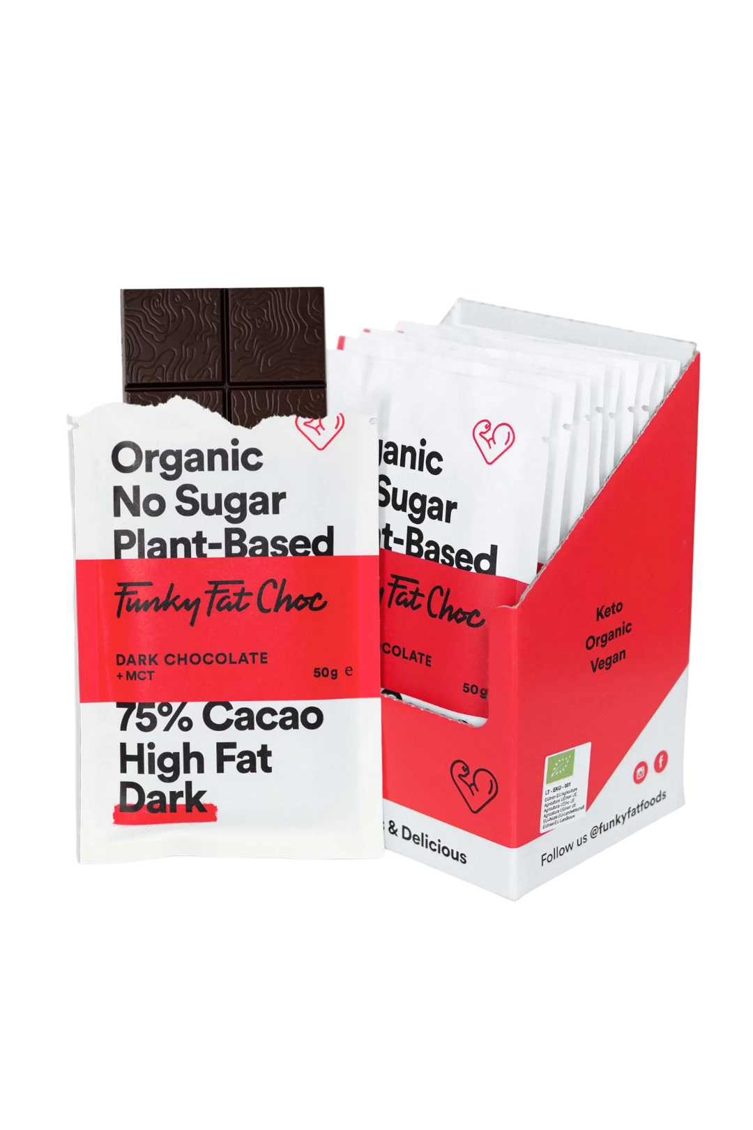 Barras de chocolate amargo orgánico, x10 - FUNKY FAT CHOC