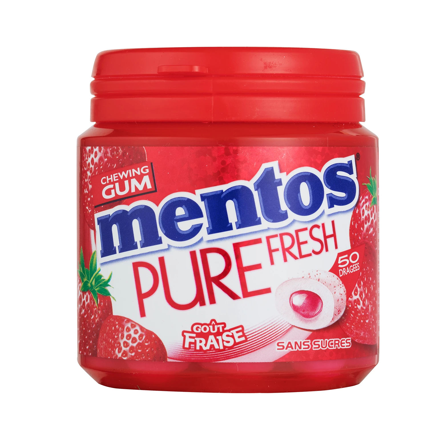 Pure Fresh Chewing Gum Strawberry Flavor Without Sugar; x50 - MENTOS