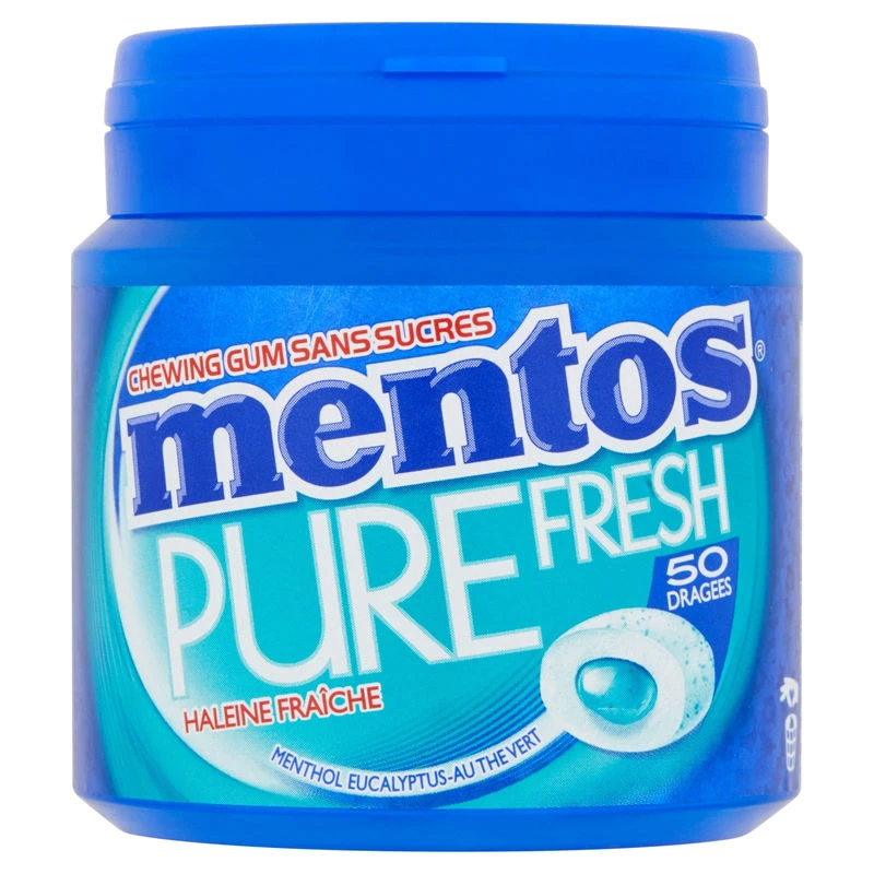Chewing gum pure fresh goût menthol eucalyptus sans sucres x50 - MENTOS