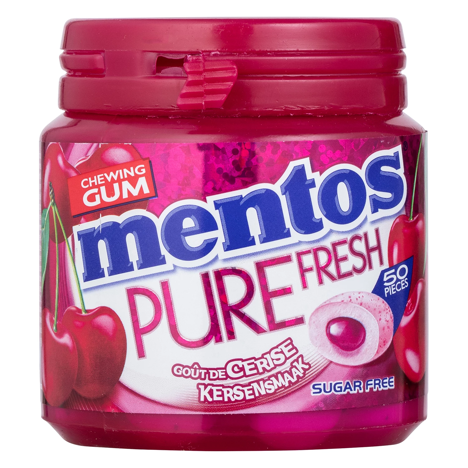 Gomma da masticare fresca pura al gusto di ciliegia senza zucchero; x50 - MENTOS