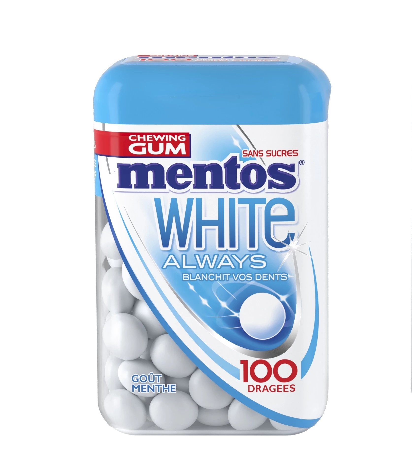 Chewing gum white always goût menthe sans sucres x100 - MENTOS
