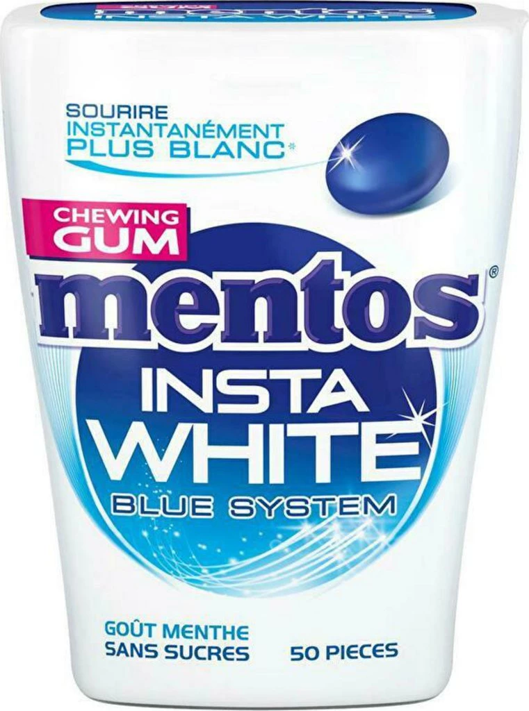 Gomma da masticare; Bianco Blu Goût Menthe; x50 - MENTOS