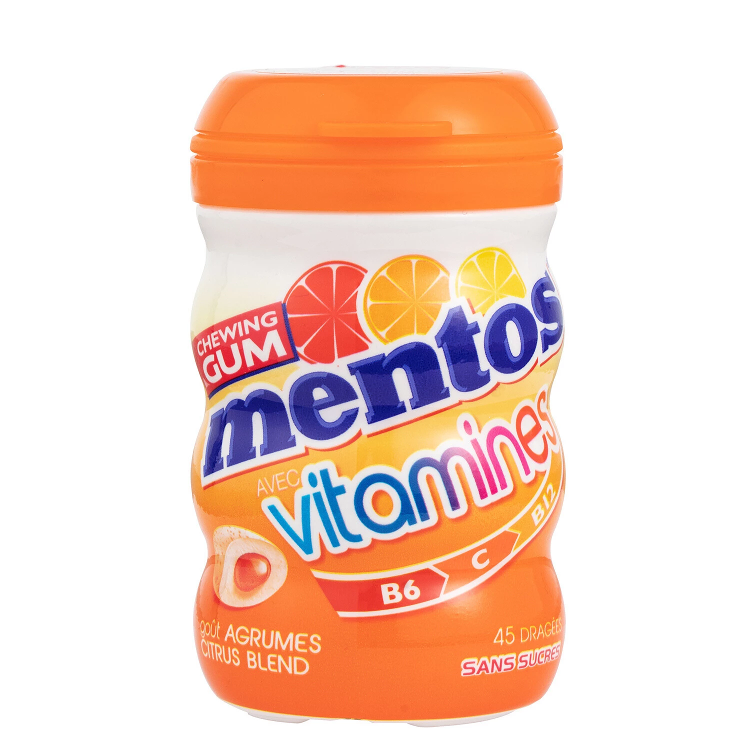 Nhai kẹo cao su có Vitamin vị cam quýt; x45 - MENTOS