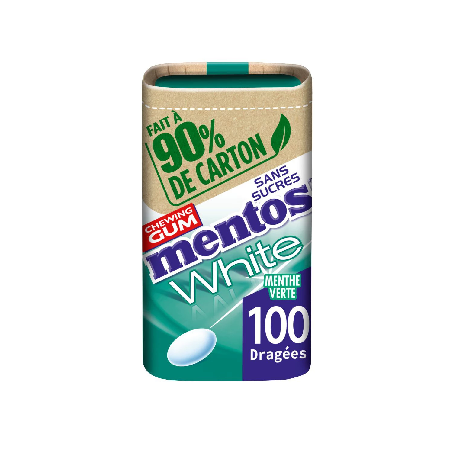 Chewing-Gum White Menthe Verte, 100g - MENTOS