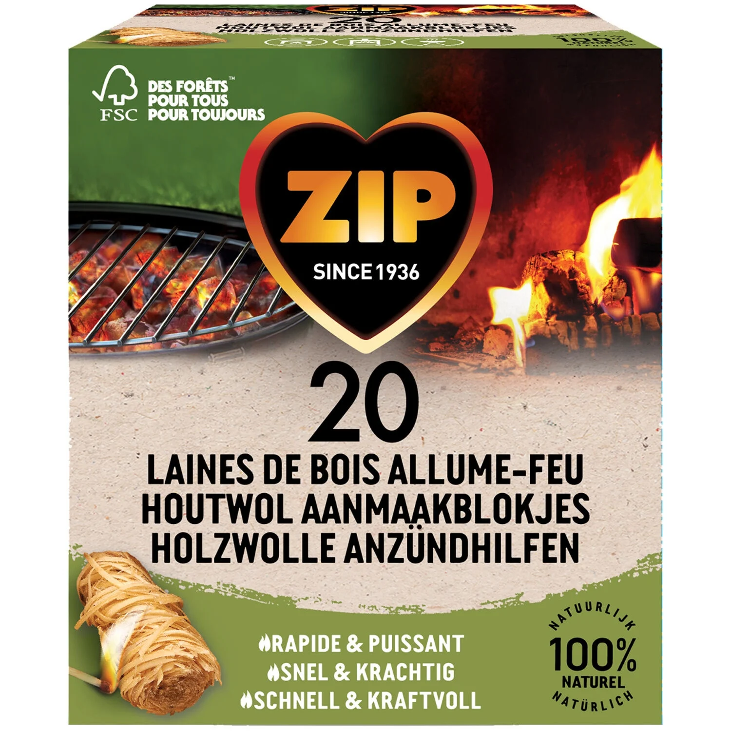 20x Naturel Fireball Zip