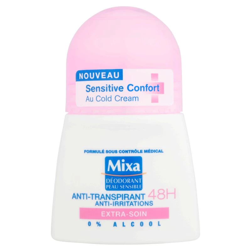 Déodorant femme roll-on 48h Sensitive Confort extra-soin 50ml - MIXA