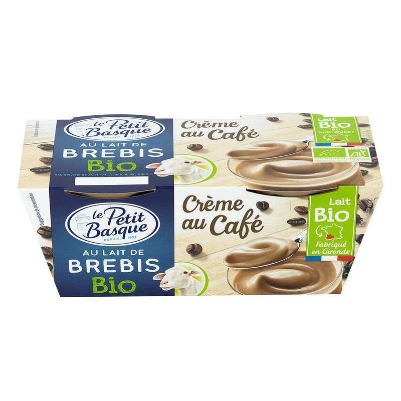 Creme Dessert au Café et au Lait de Brebis, 2x100g - PETIT BASQUE