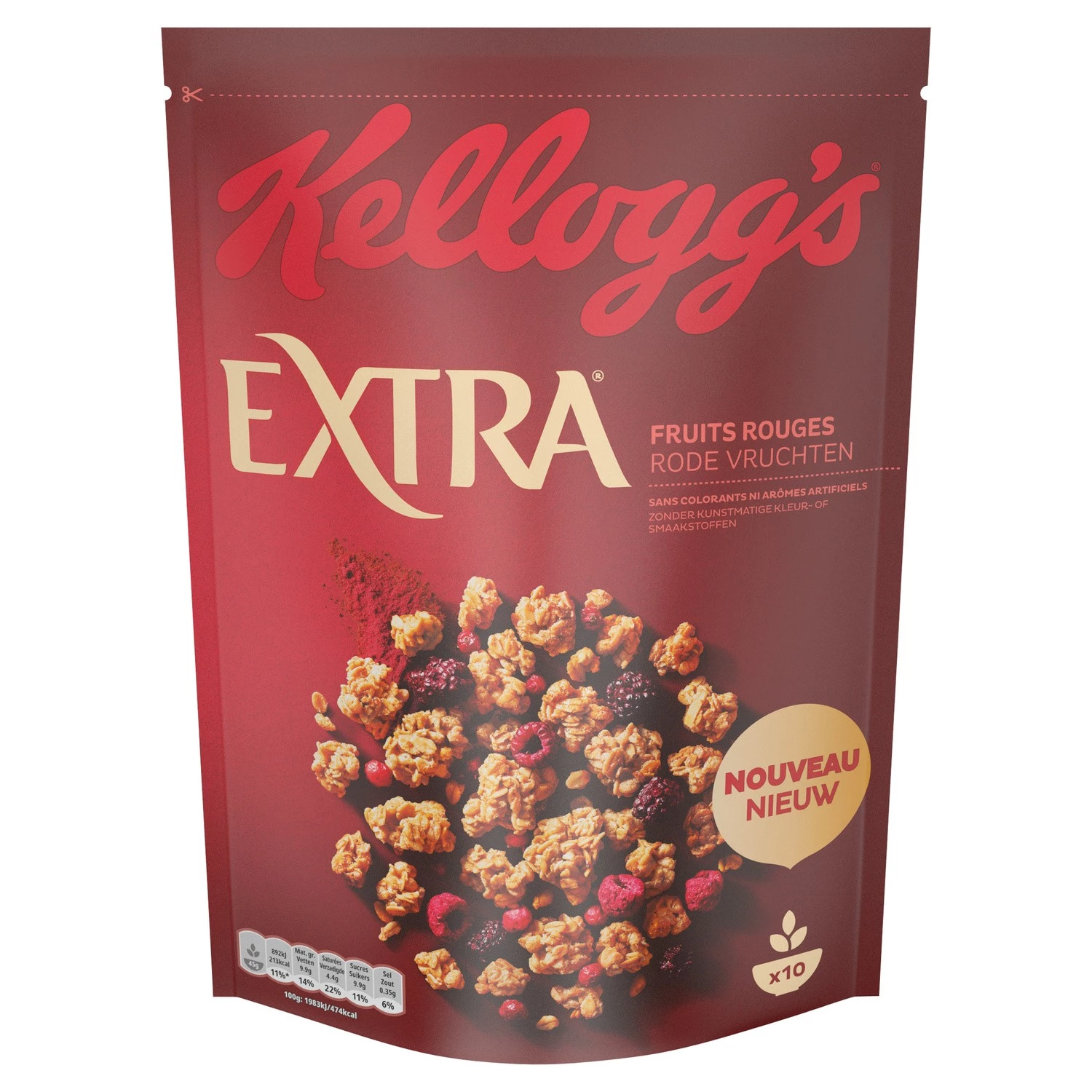 KELLOGG'S Cereal extra nugget red fruits 450g
