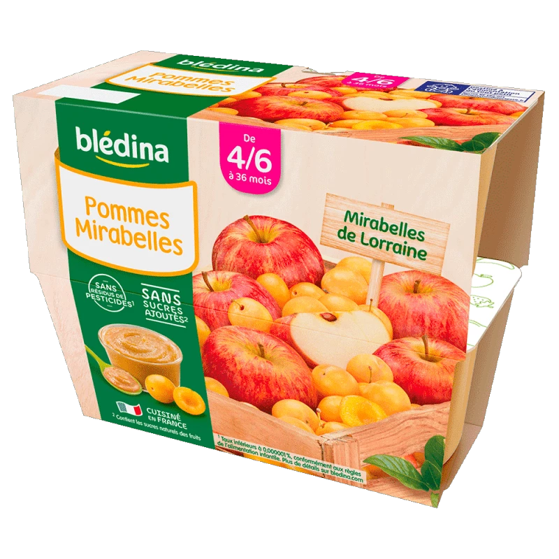 Purée de pommes dès 4 mois - BLEDINA - Carton de 24 pots