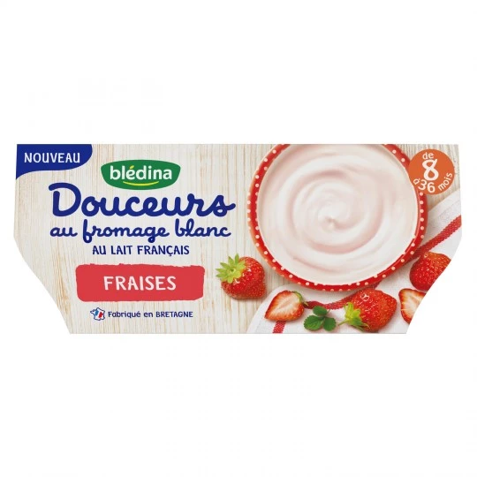 Dessert bébé fromage blanc/ fraises dès 8 mois 4x100g - BLEDINA