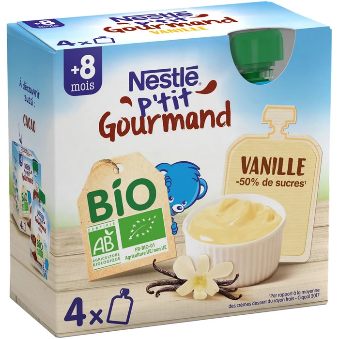 Dessert bébé dés 6 mois vanille Bio P'tit Gourmand 340g - NESTLE