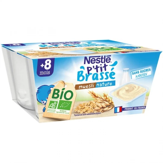 Dessert bébé Bio muesli nature dés 6 mois  4x90g - NESTLE