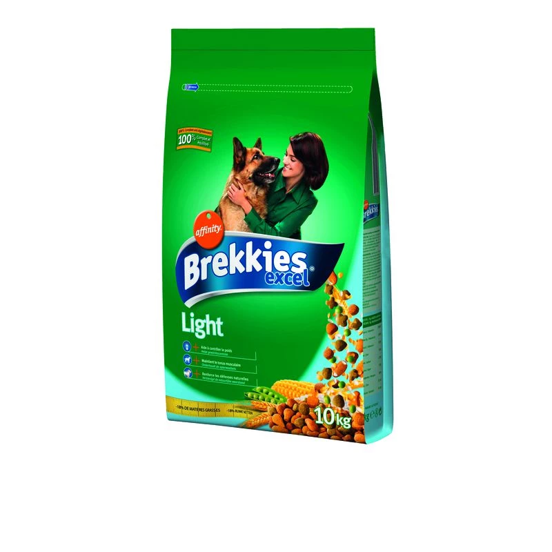 Light chicken and vegetable kibbles 10kg for adult dogs - BREKKIES