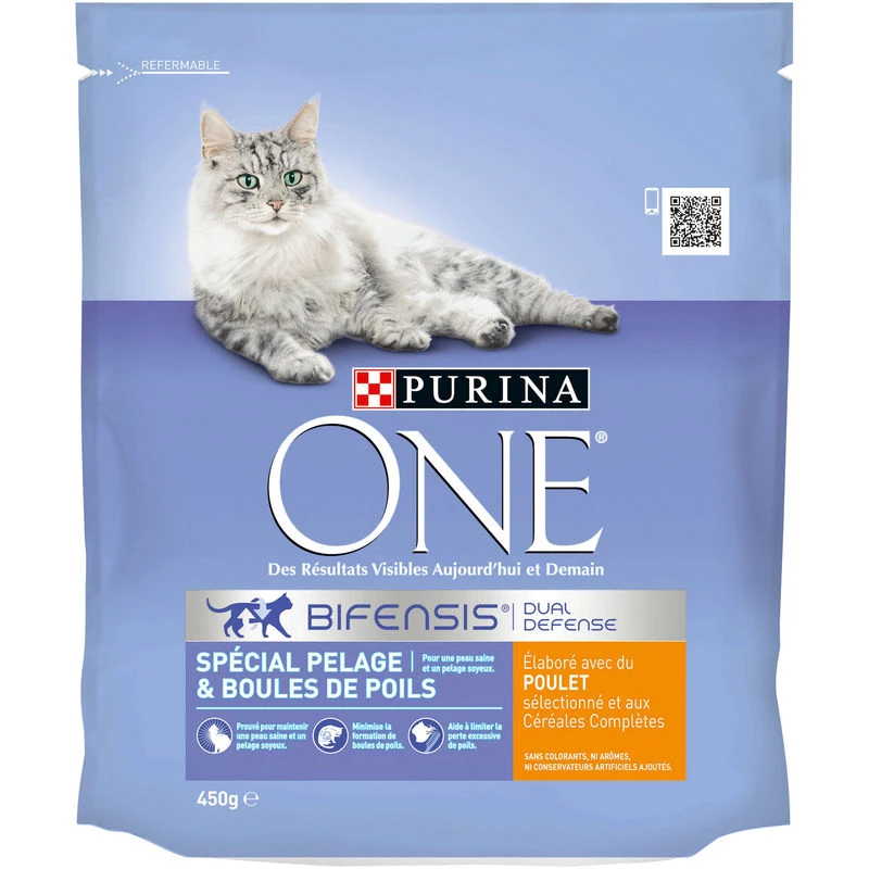 One dry cat food for coats 450 g - PURINA