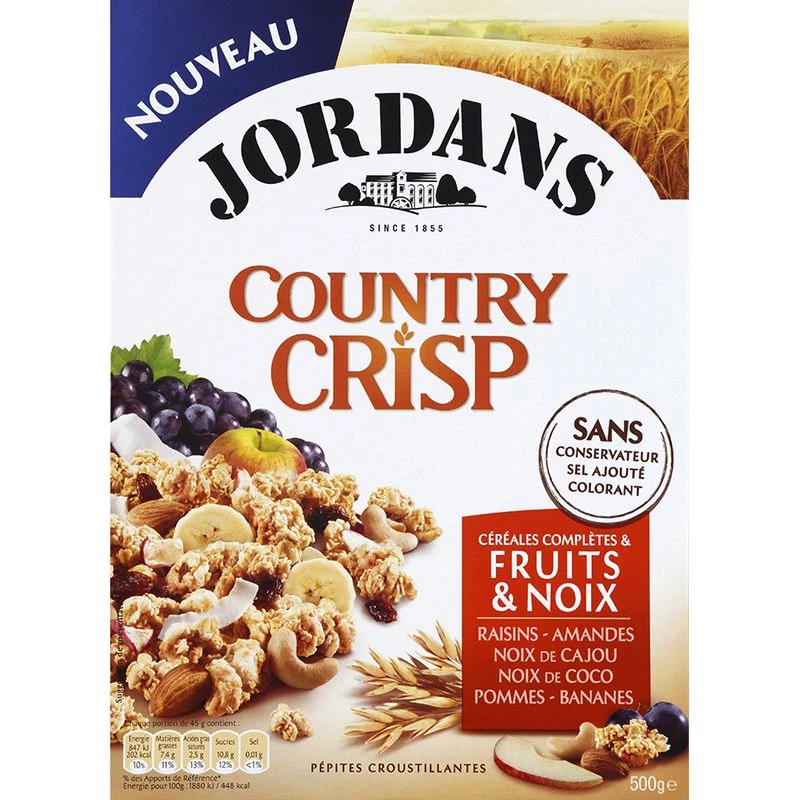 Céréales Country Crisp Fruits et Noix, 500g - JORDANS