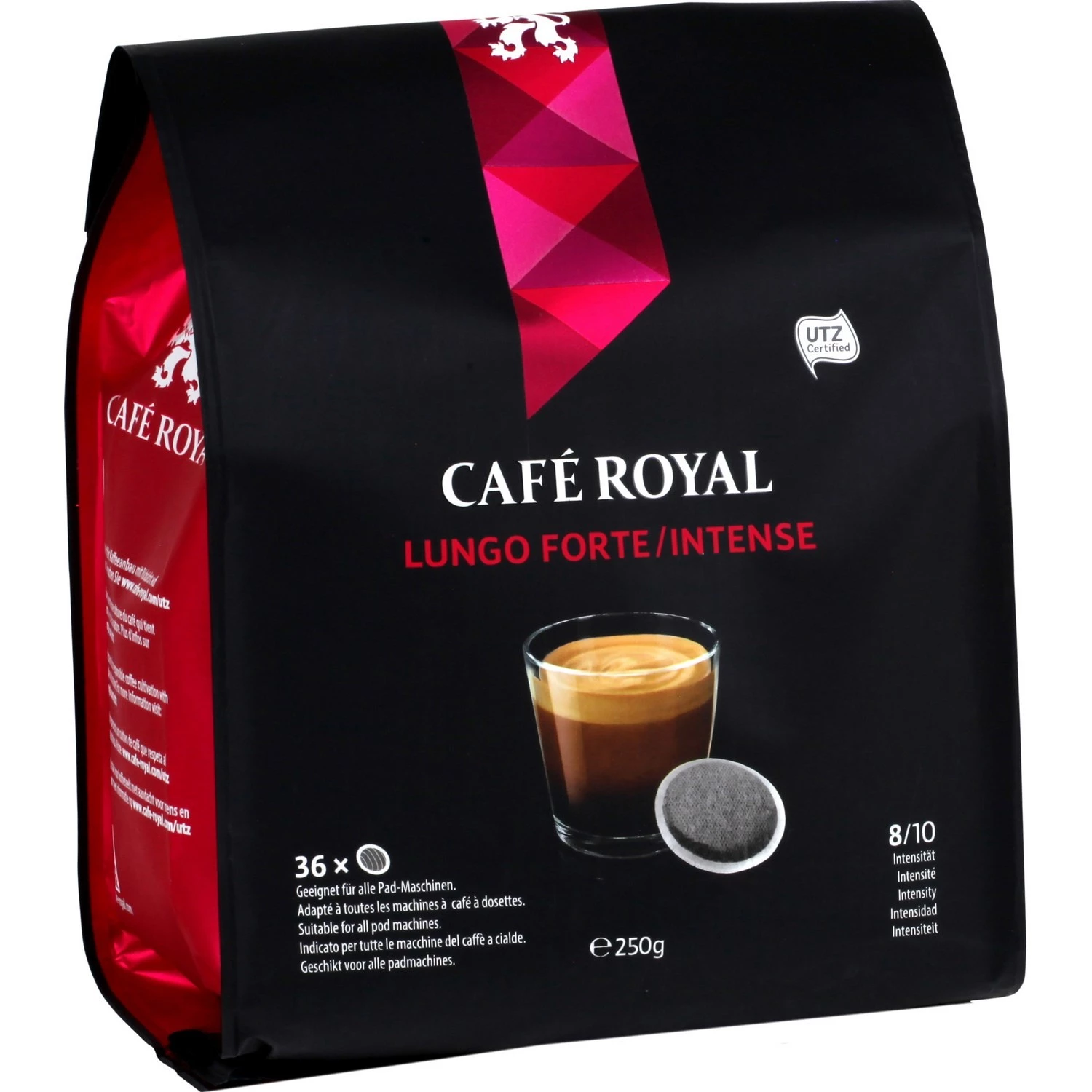 Strong & intense lungo coffee x36 pods 250g - CAFÉ ROYAL