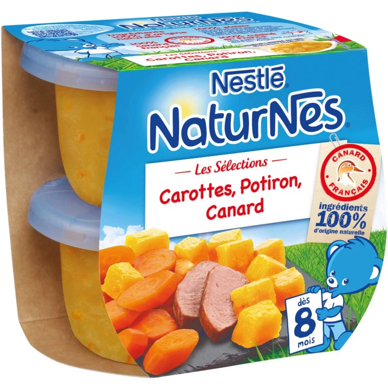 Pots carottes/potiron/canard dès 8mois 2x200g - NESTLE
