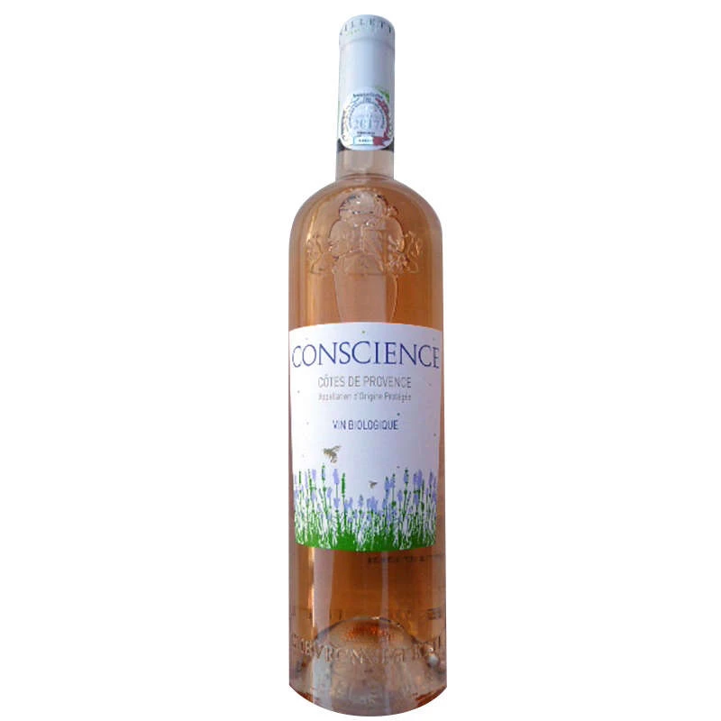 Vin rosé Côtes de Provence Bio, 12°, 75cl - CONSCIENCE