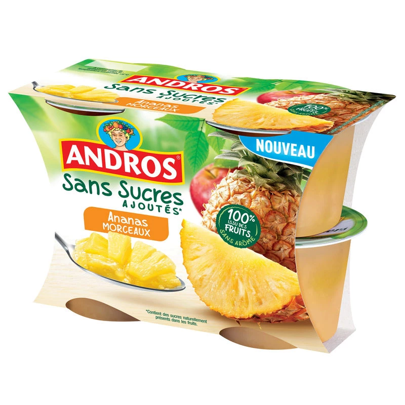 Compote ananas morceaux 4x97g - ANDROS