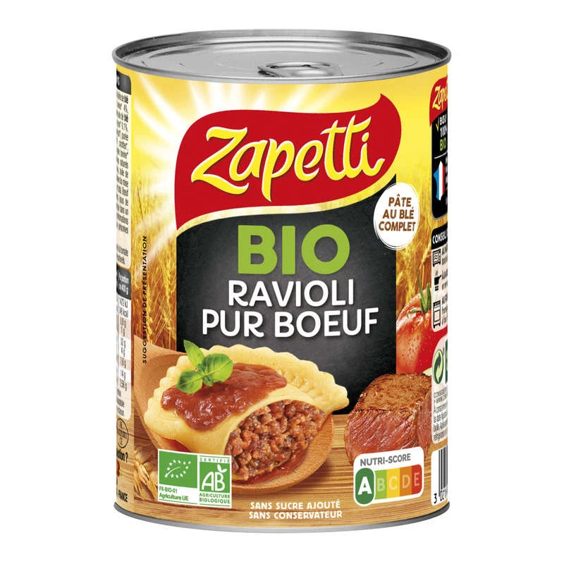 Organic Pure Beef Ravioli 400g - ZAPETTI
