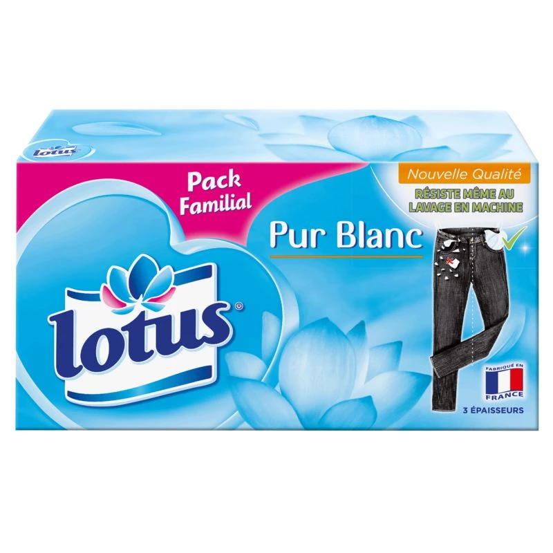 Mouchoirs classic pur blanc family x140 - LOTUS