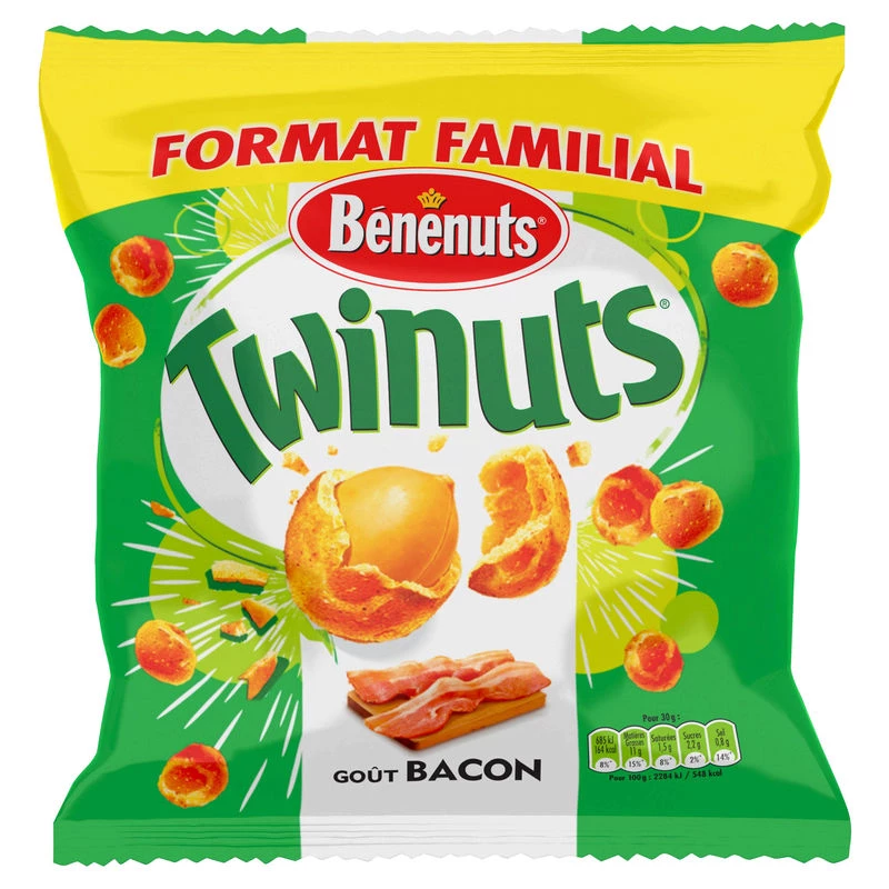 Cacahuètes Enrobées Saveur Twinuts Bacon, 260g - BENENUTS