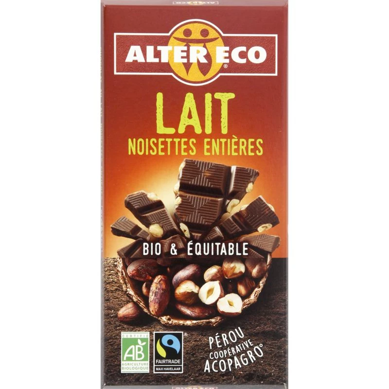 Chocolat Lt Noiset Bio 100g
