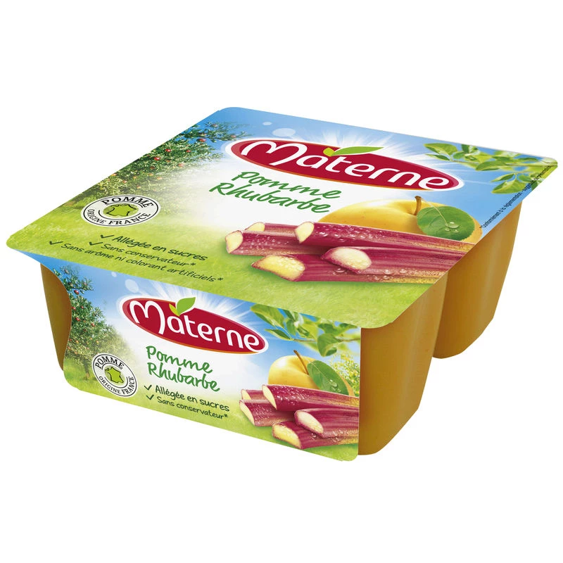 Compote pomme/ rhubarbe 4x100g - MATERNE