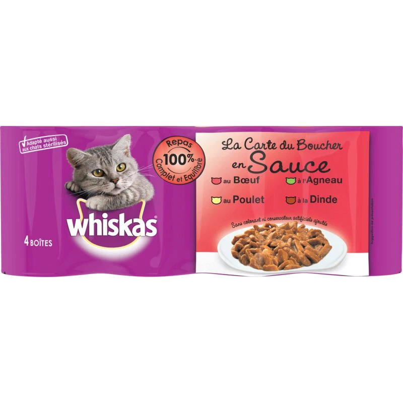 Boites pour chats à la viande 4x400g - WHISKAS