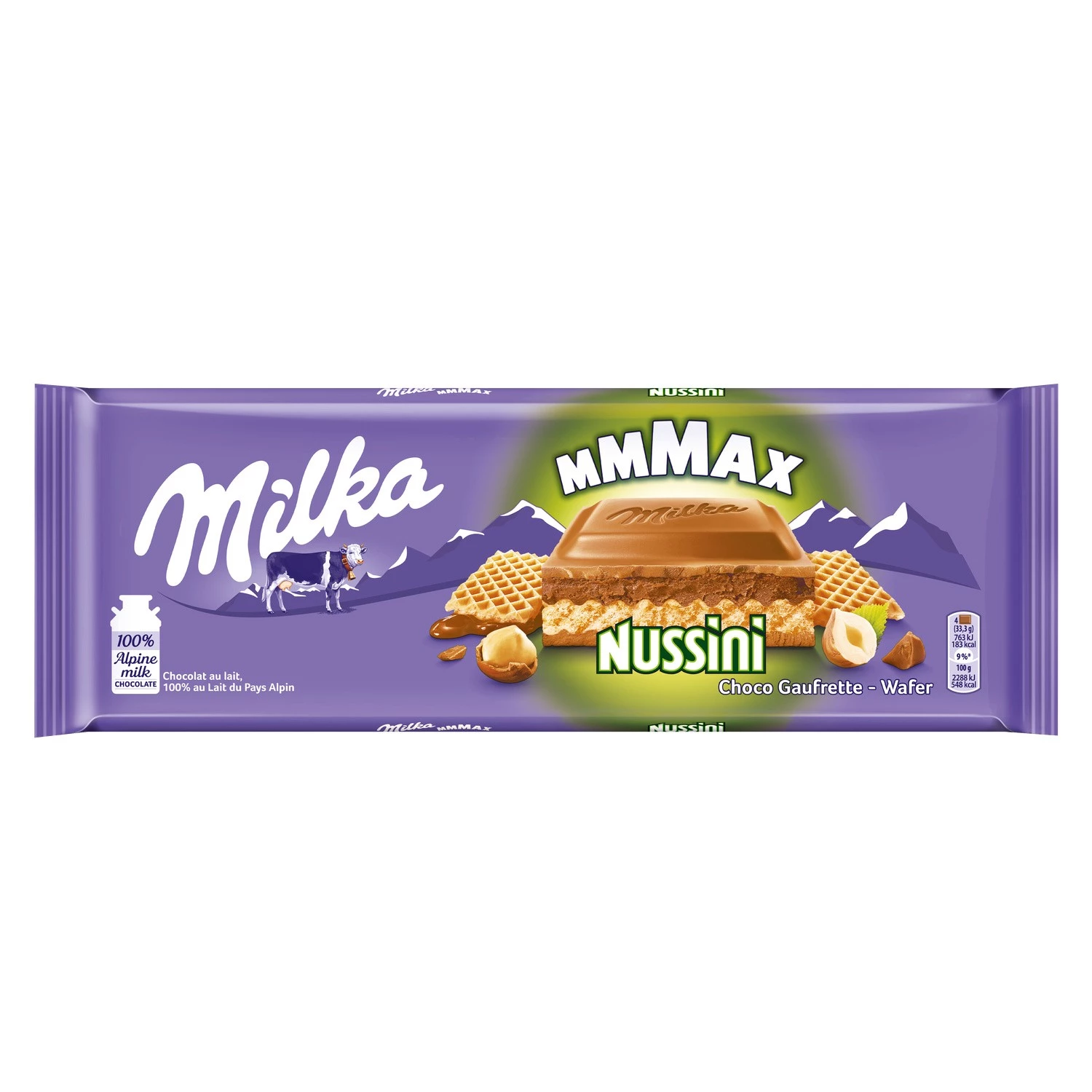 Tablette de chocolat nussini MMMAX 300g - MILKA