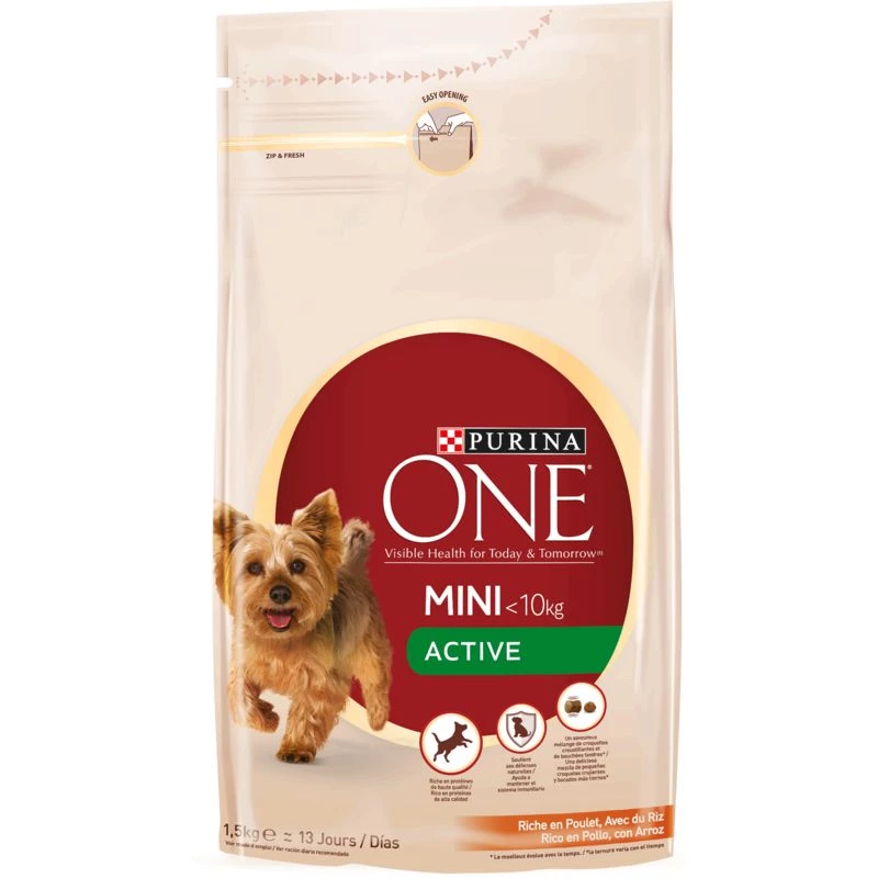 Active kibble for dogs -10kg with chicken & rice 1.5 kg - PURINA ONE